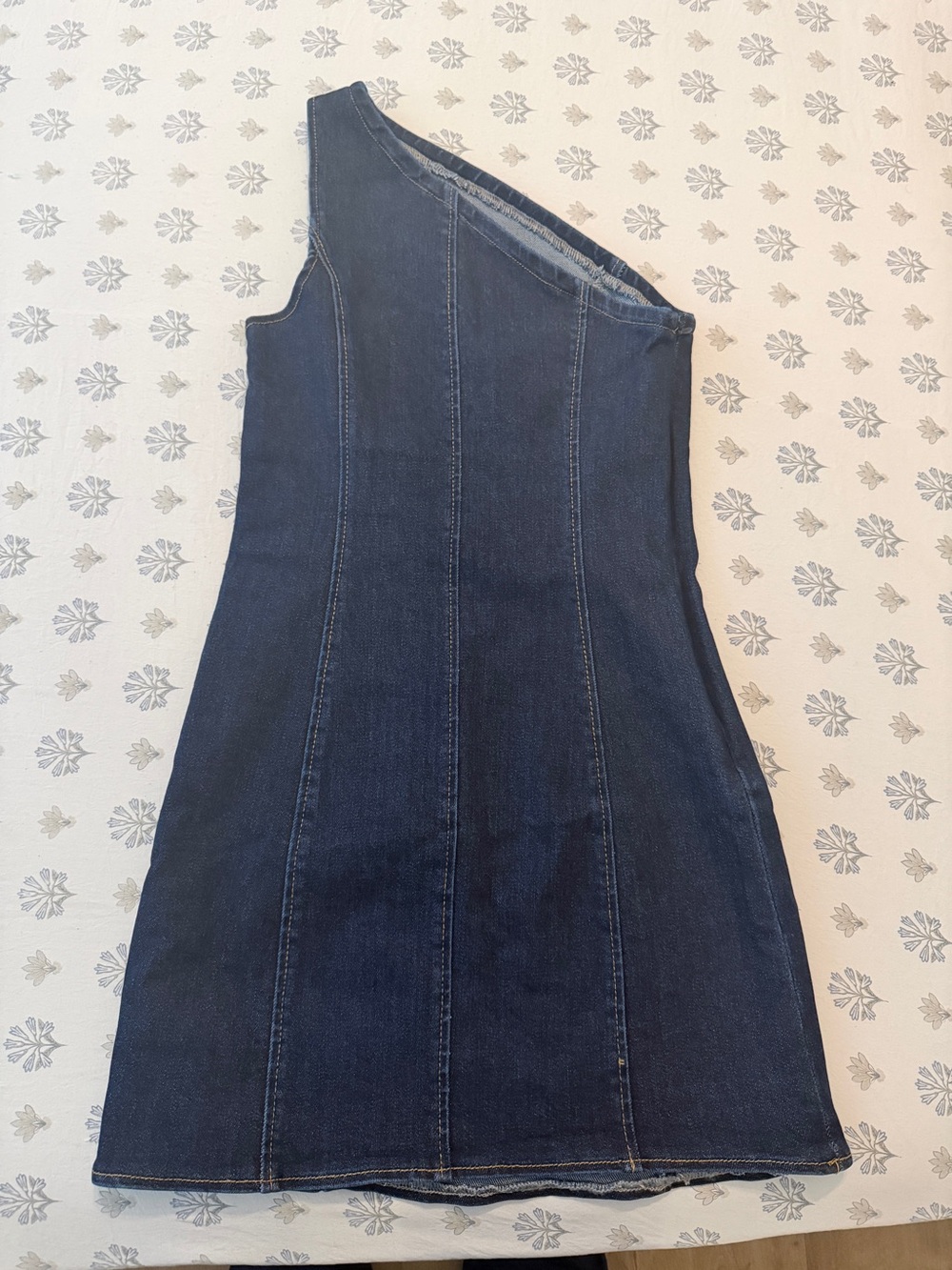 Missguided Women's One-Shoulder Dark Blue Denim Dress